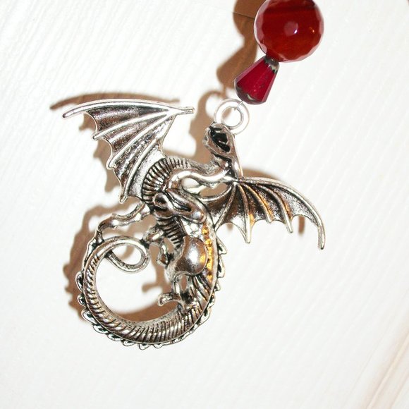 Handmade OOAK Garden Hummingbird Perch Swing DRAGON CHARM Wire Tree Branch 7X9 - Picture 3 of 5